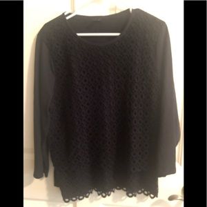 Ladies JCrew black Circle lace top